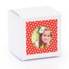 Sticker vierkant 40mm polkadots rood