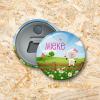 Schaapje op hek meisje Button flesopener 56 mm
