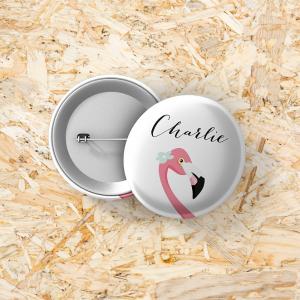 Button speld 37 mm Flamingo