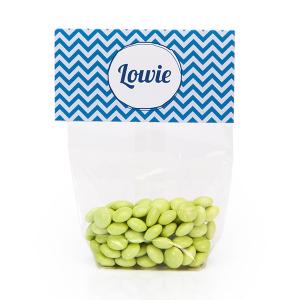 Snoeplabel visgraat blauw