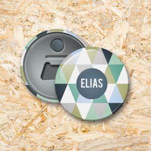 Driehoekjes jongen Button flesopener 56 mm