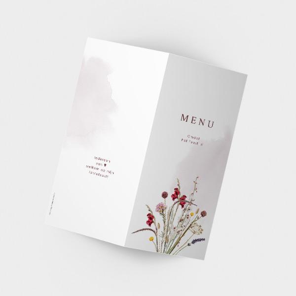 Menukaart Aquarel bloemen