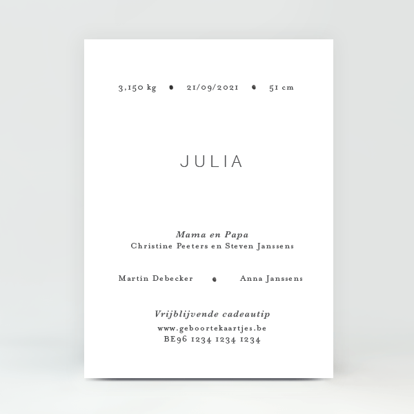 GB006 Geboortekaartje Julia